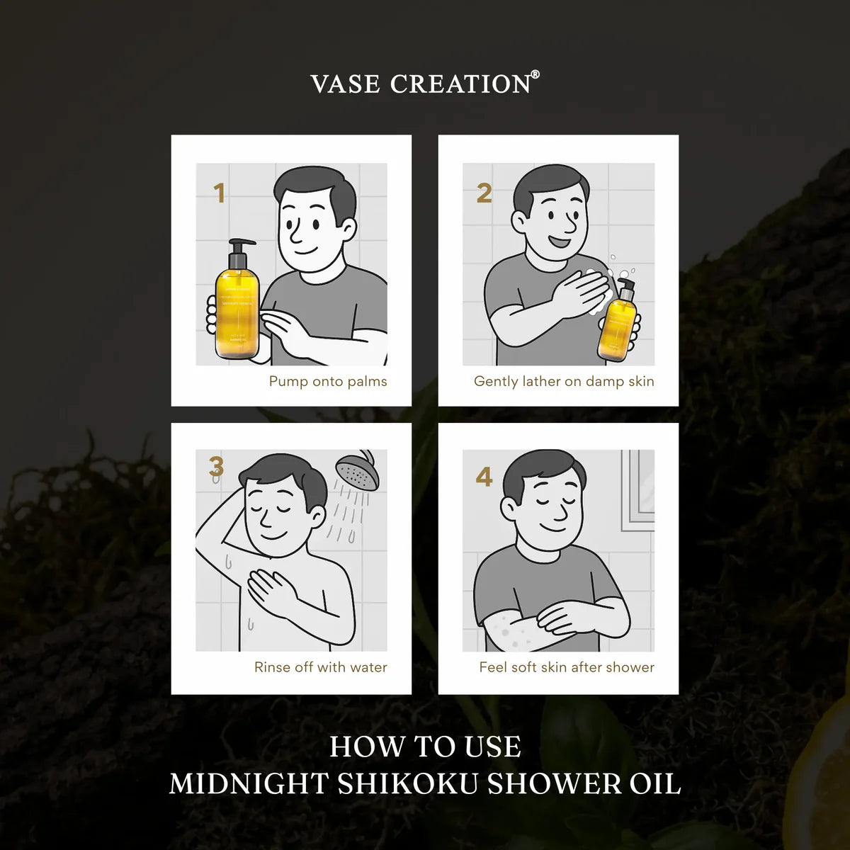 Vase Creation Australia Midnight Shikoku Shower Oil usage directions